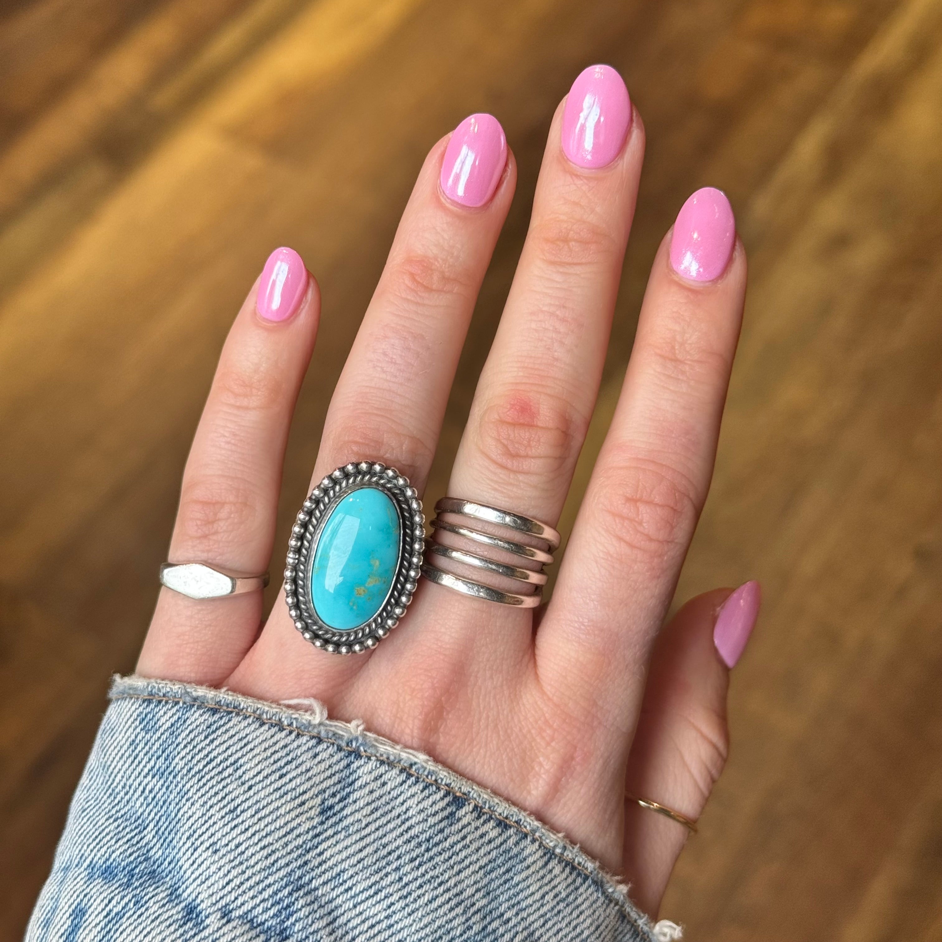 Oval Turquoise Ring by Loretta Delgarito-Southwest