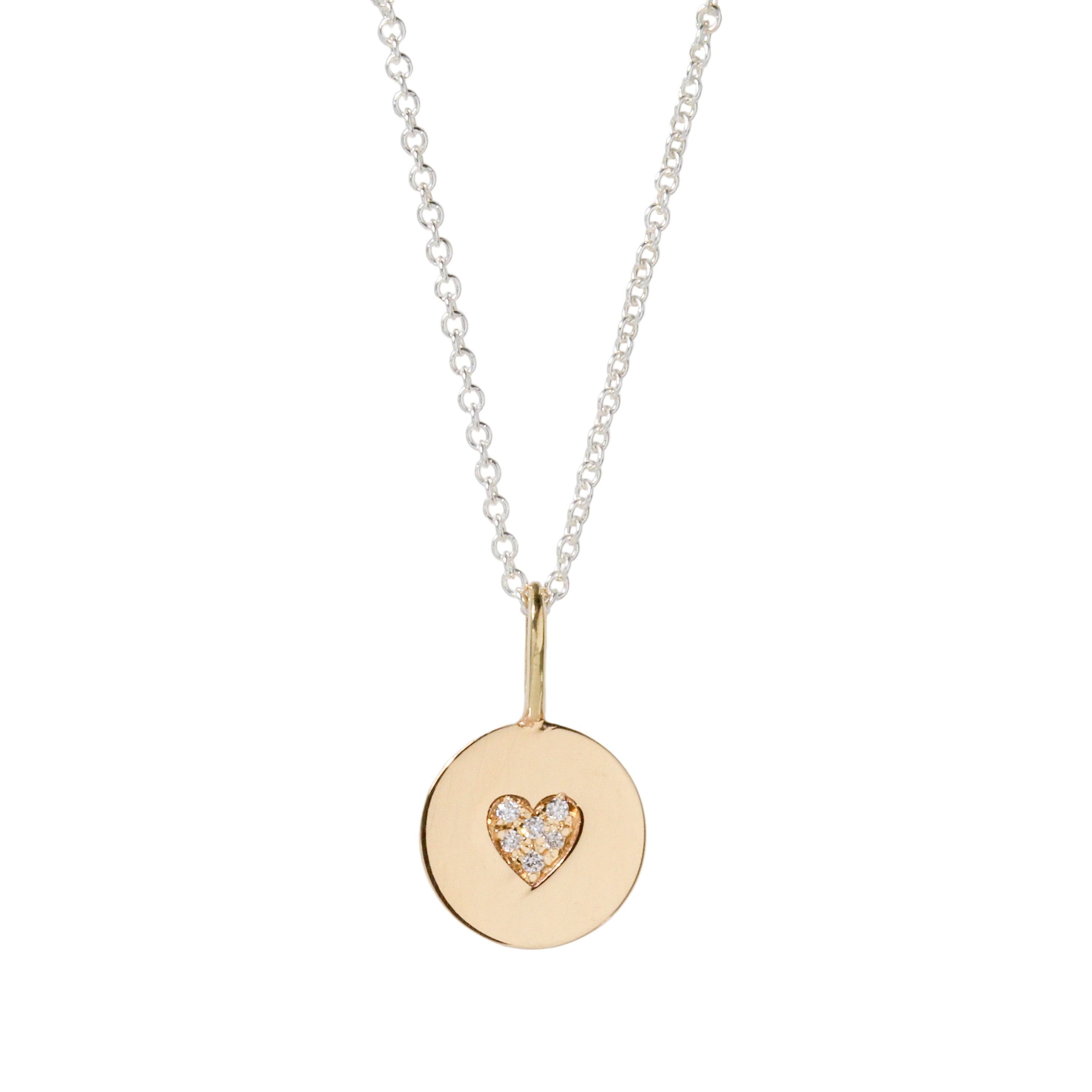 Pave Heart Round Tag Necklace-Zoë Chicco