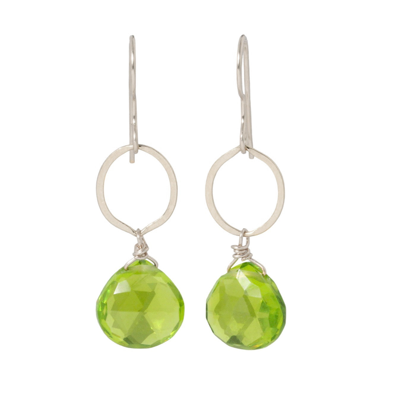 Peridot Circle Drop Earrings-Judy Brandon