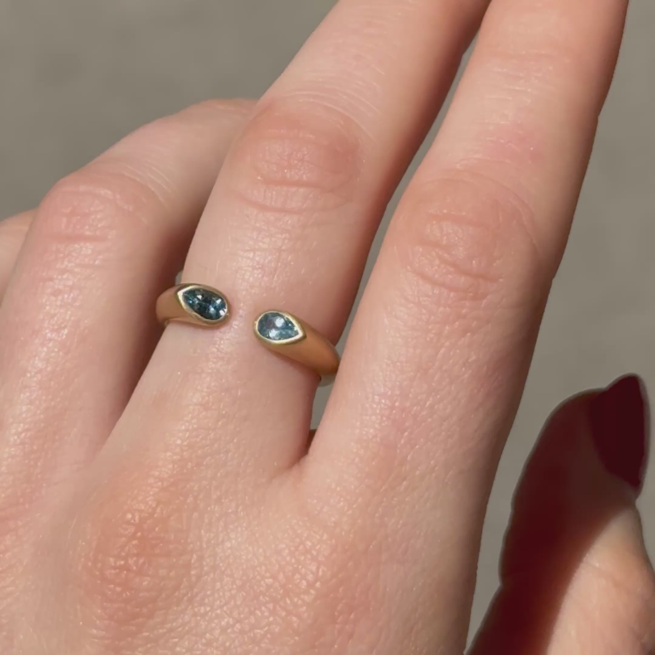 Double Aquamarine Hug Ring