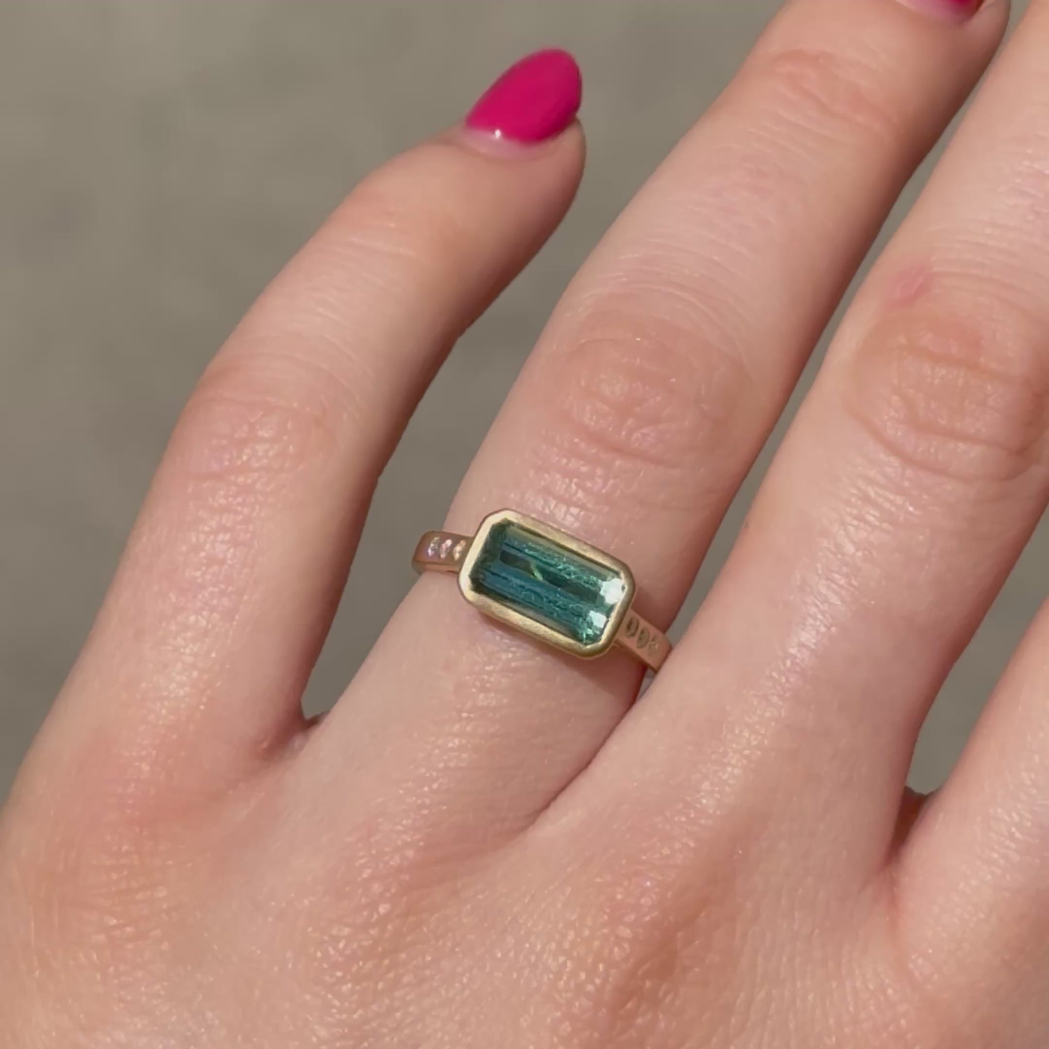 Emerald Cut Mint Tourmaline Ring