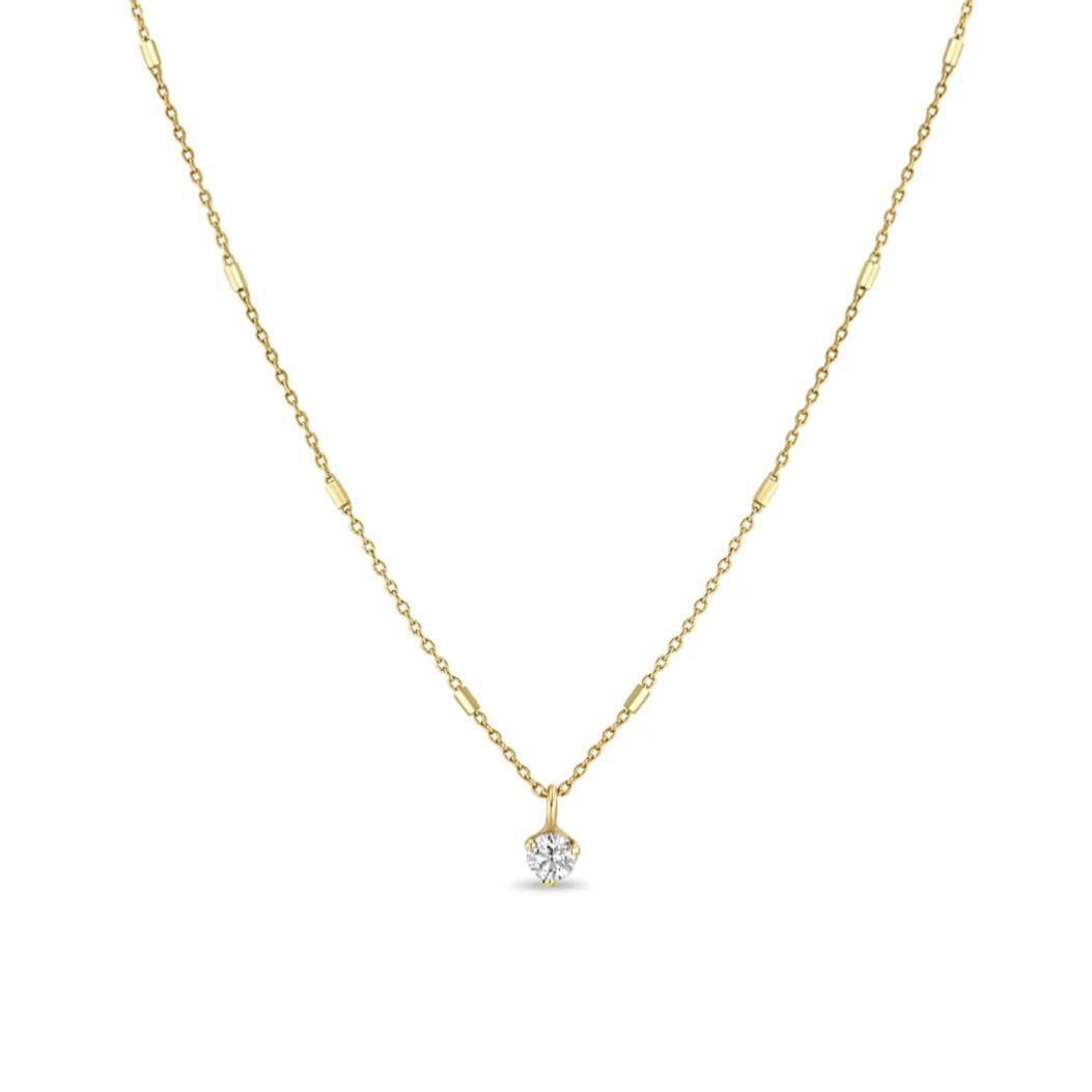 Prong Diamond and Bar Chain Necklace-Zoë Chicco