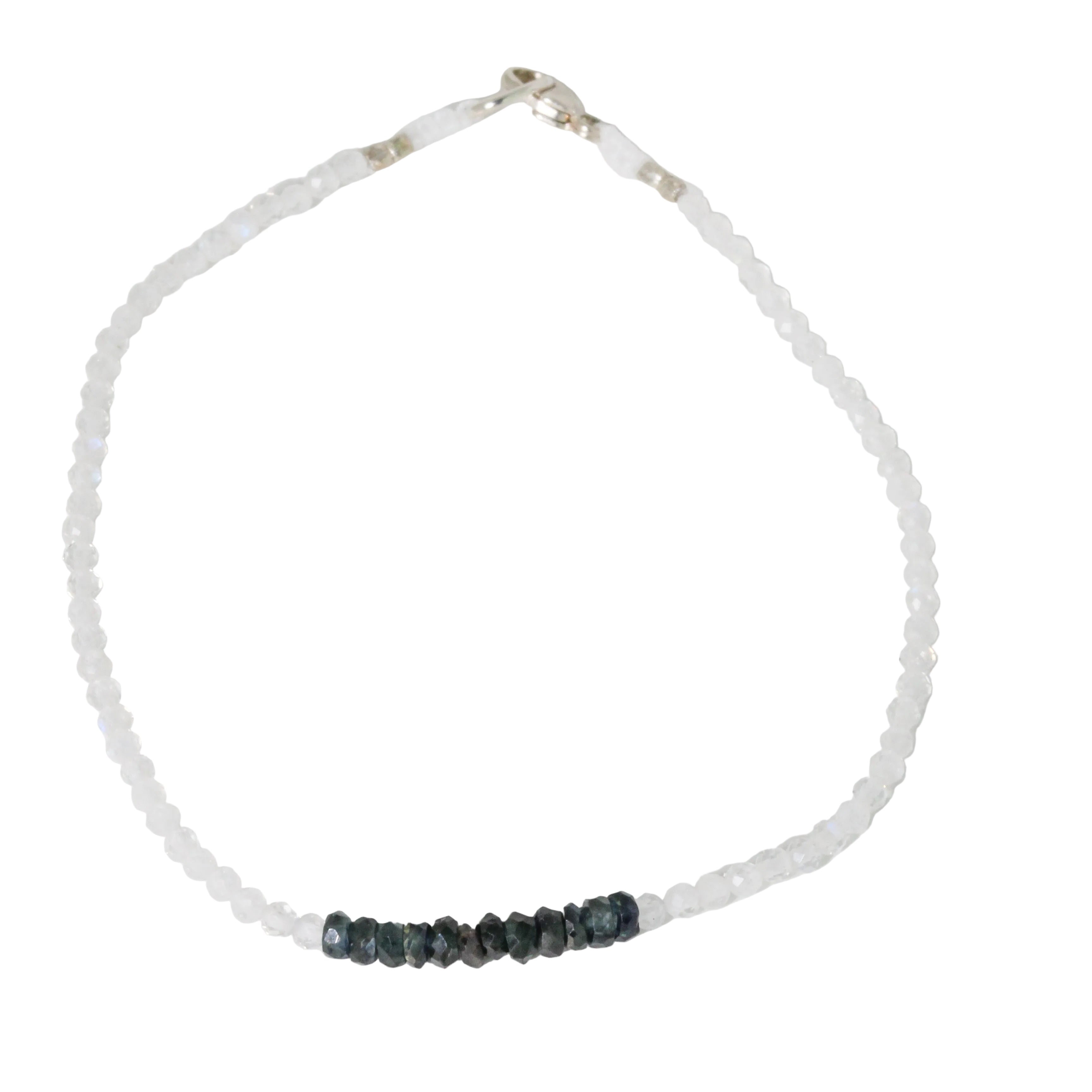Rainbow Moonstone + Blue Sapphire Bracelet-Margaret Solow