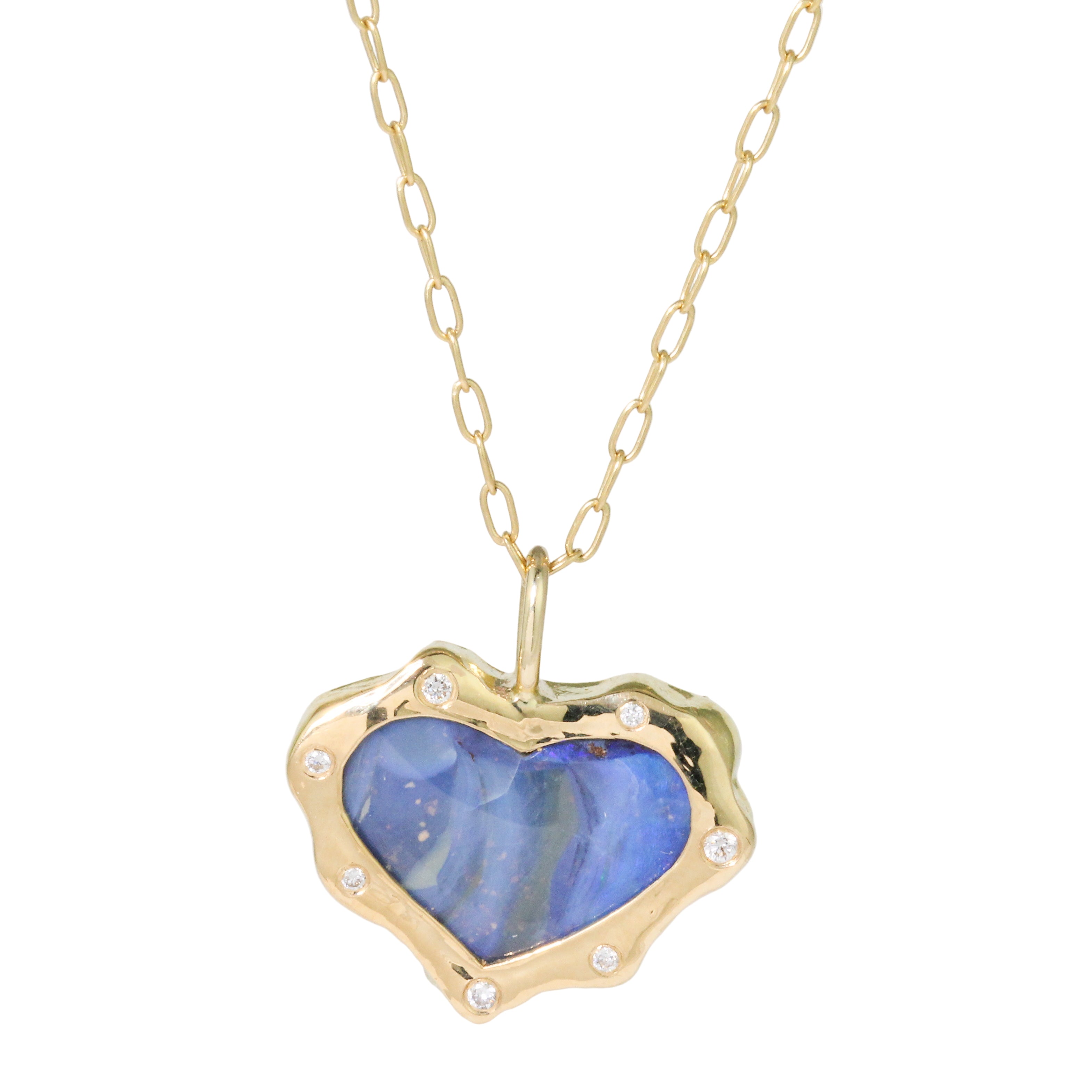 Rebel Blue Opal Heart Necklace-Petite Baleine