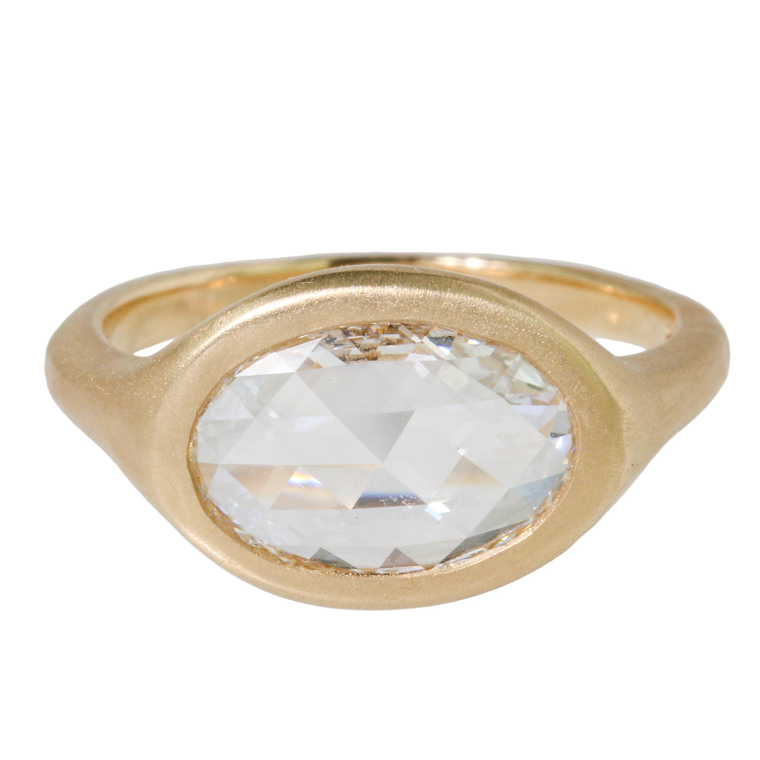 Rose Cut Diamond Signet Ring-Petite Baleine