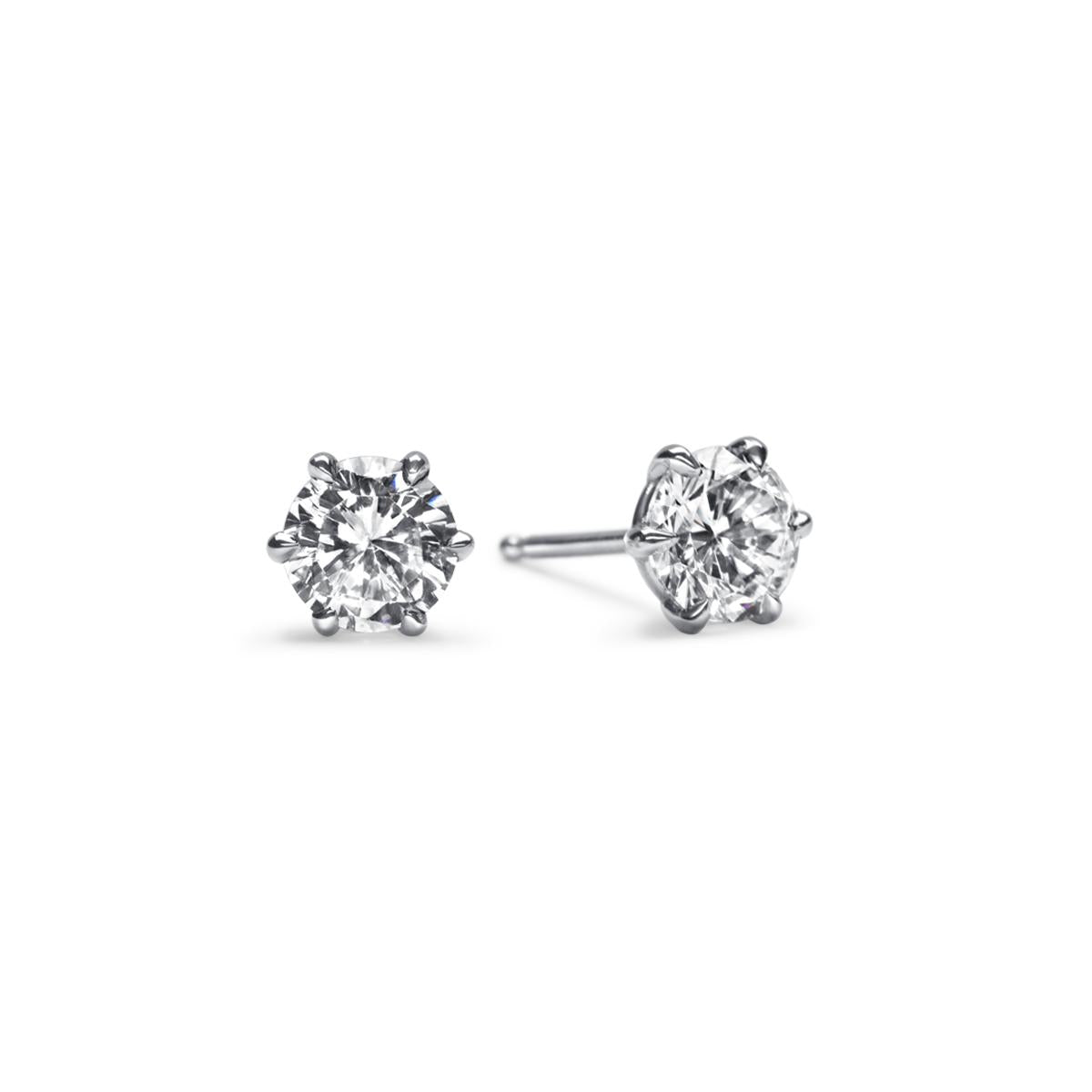 Round Diamond 6 Prong Stud Earrings-Unbridaled Collective