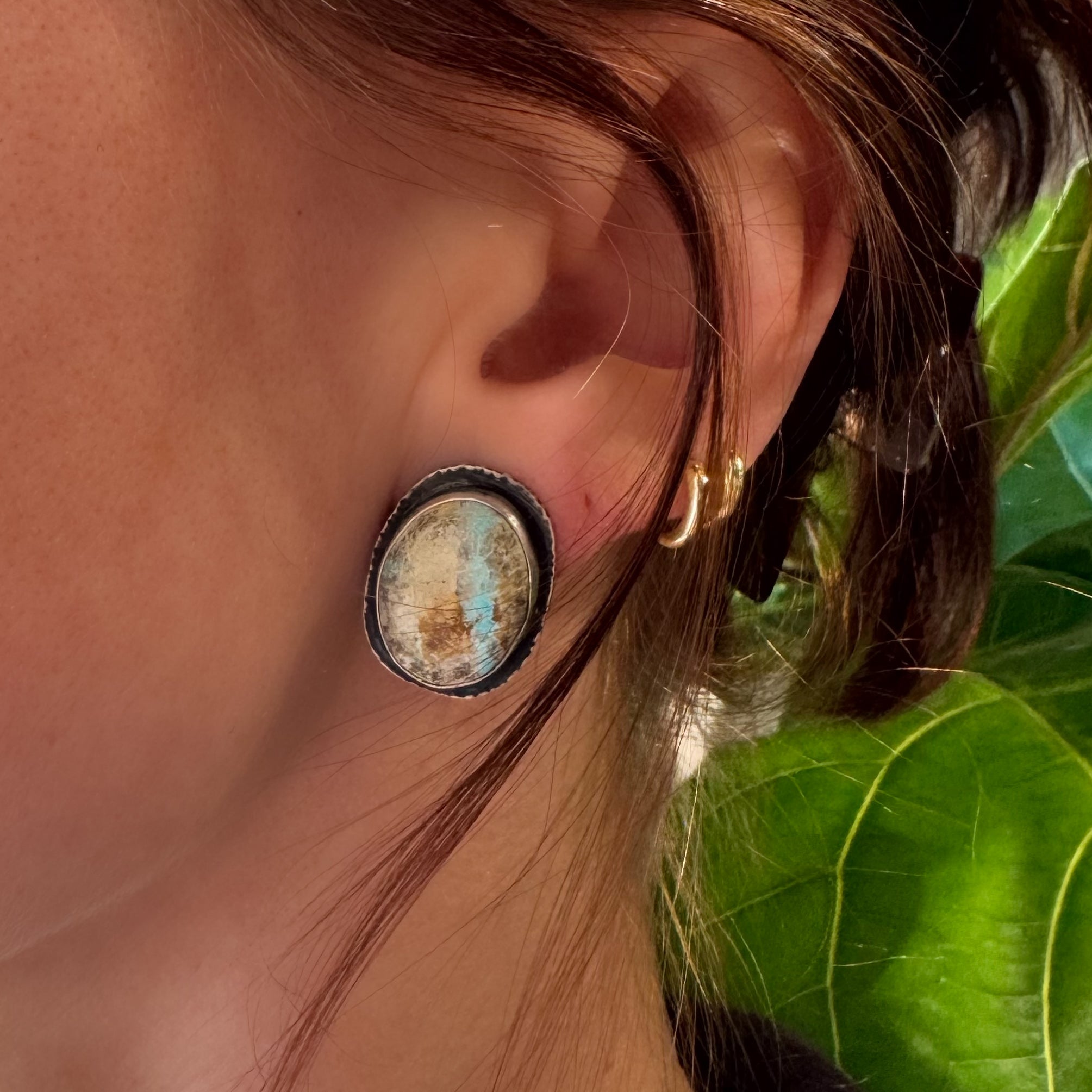 Royston Ribbon Turquoise Large Stud Earrings-Glacier Lily