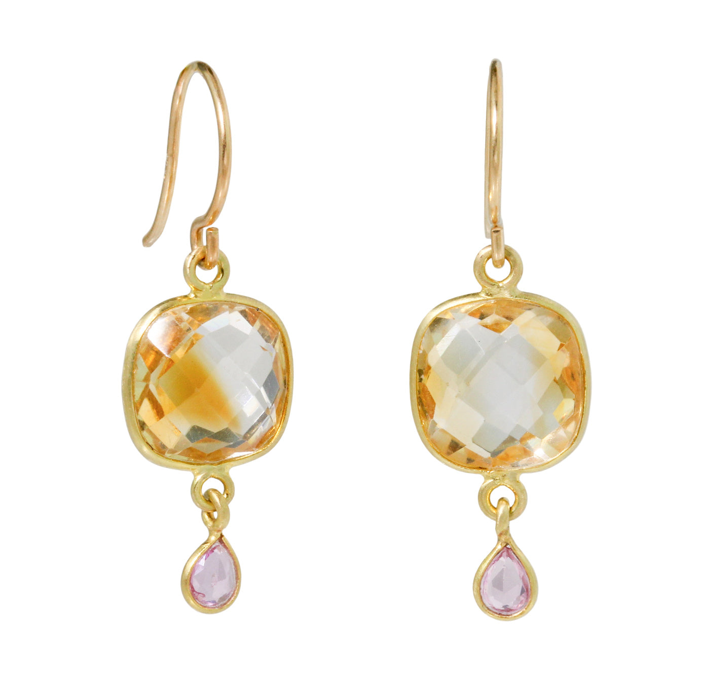 Citrine + Pink Sapphire Earrings
