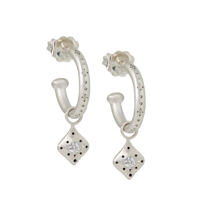 Etched Diamond Hoops Earrings