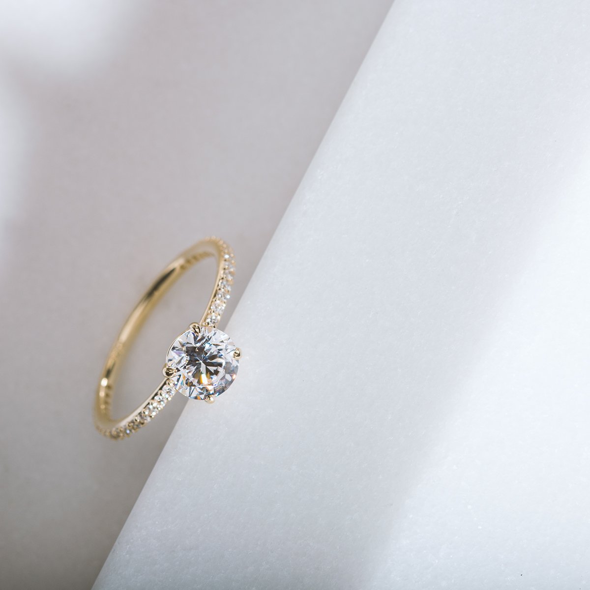 Solitaire Pave Engagement Ring-Unbridaled Collective