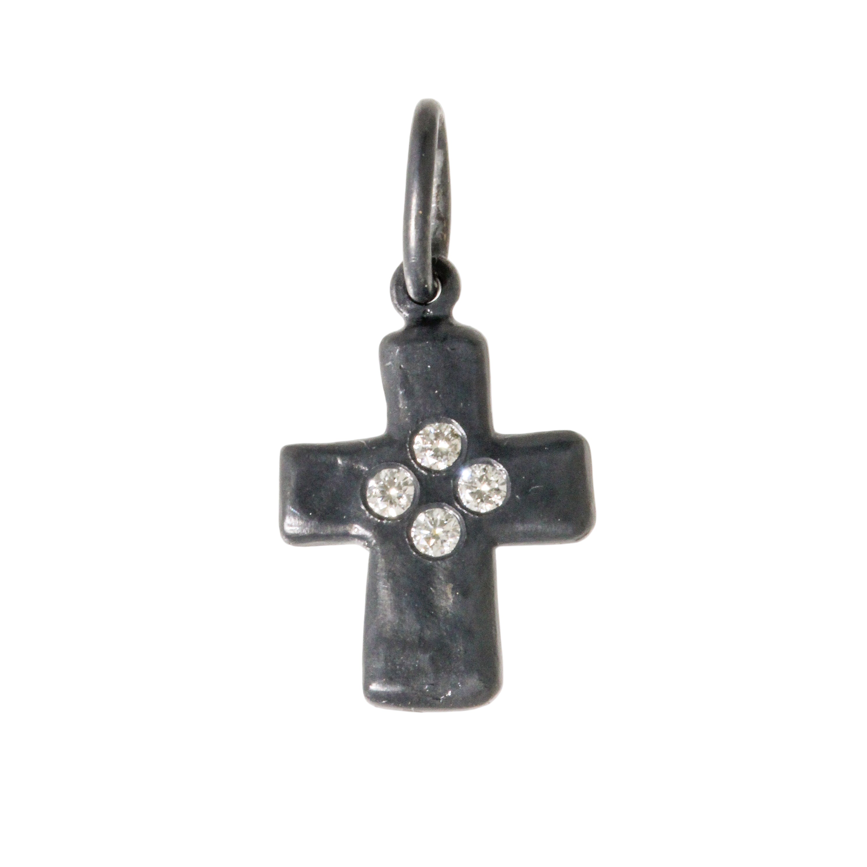 Sterling Rustic Cross Charm-Erica Molinari