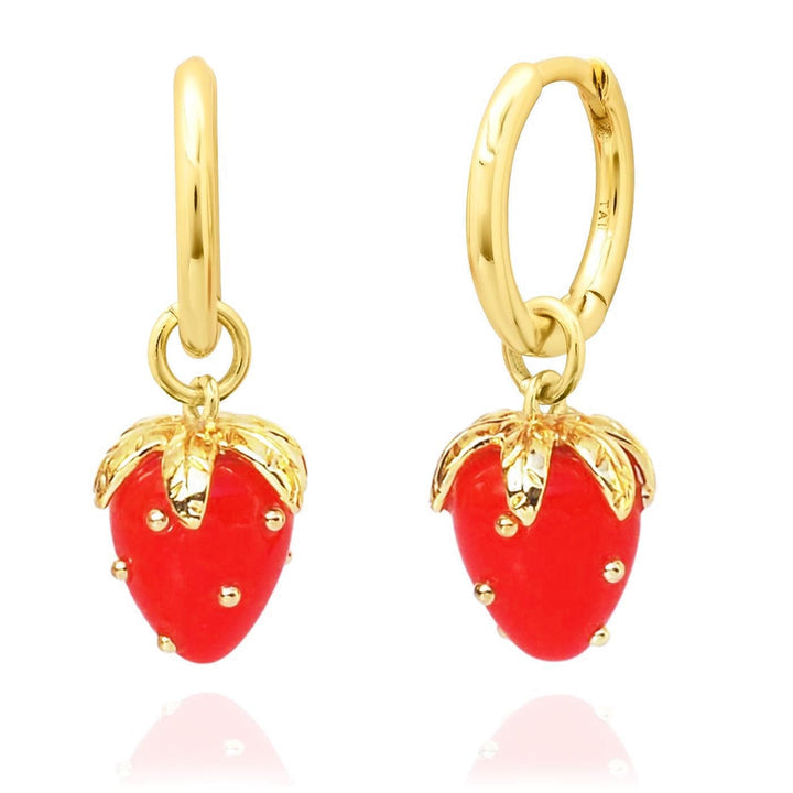 Strawberry Huggie Hoops-TAI