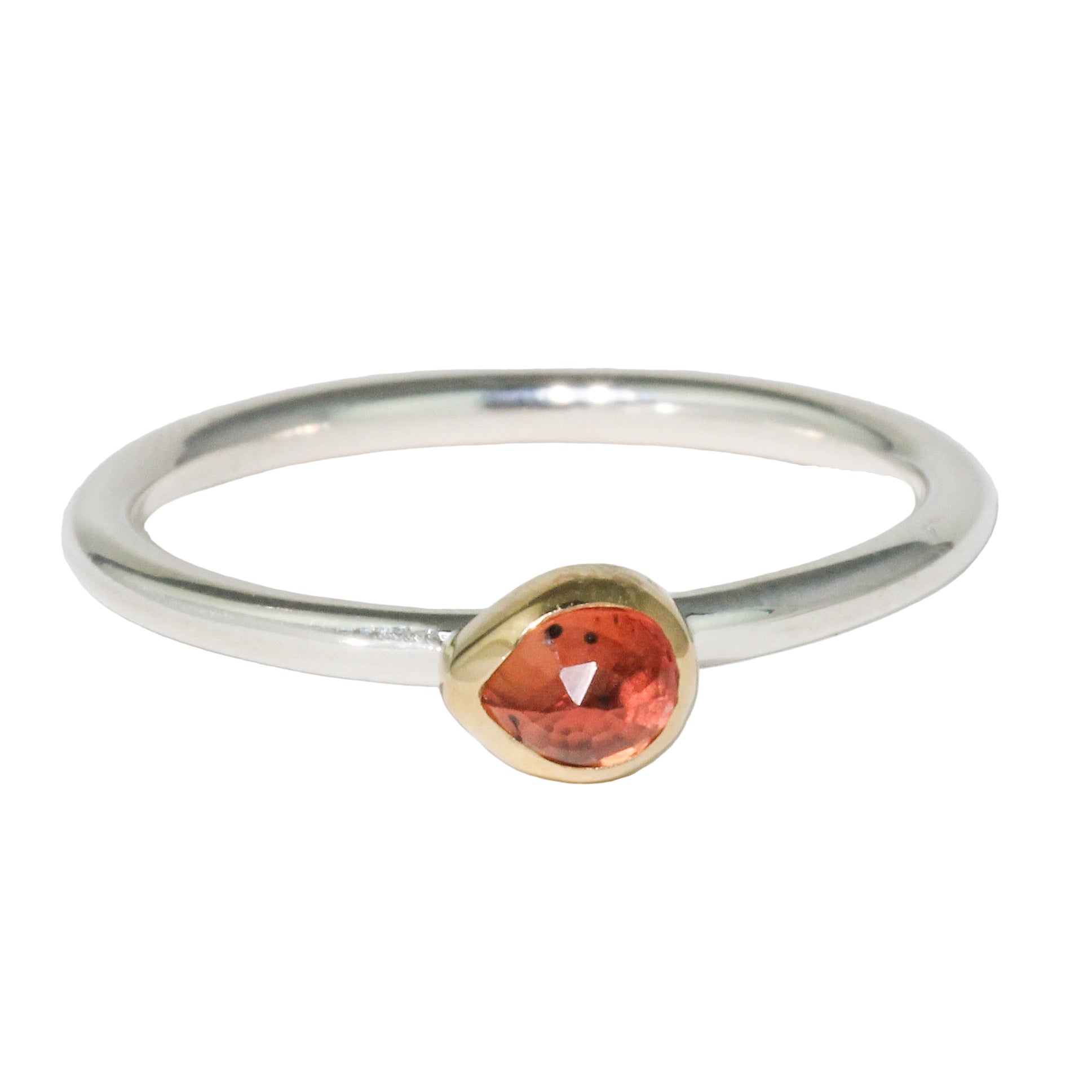 Teardrop Deep Orange Sapphire Stacking Ring-Sara Thompson