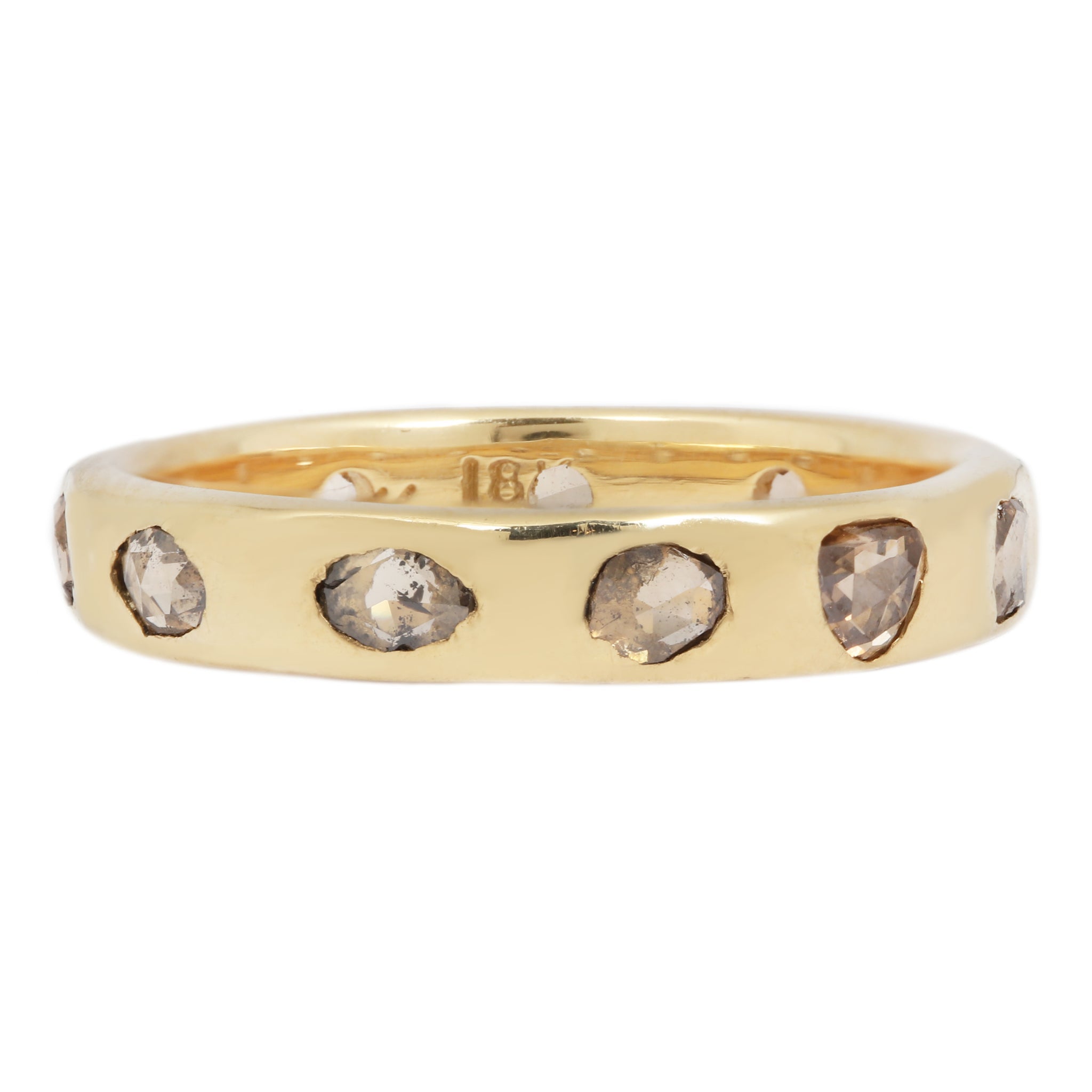 Thin Brown Rose Cut Diamond Free Form Eternity Band-Lauren Wolf