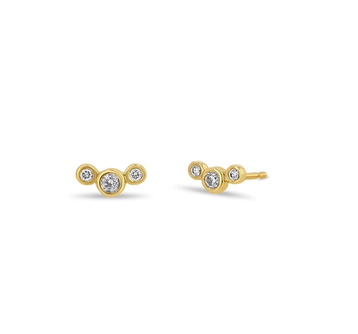 Three Graduated Diamond Curve Stud Earrings-Zoë Chicco