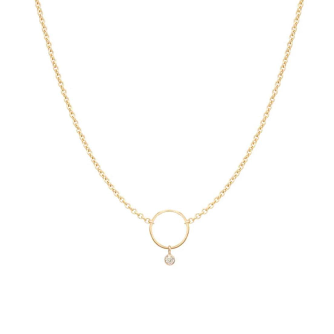 Tiny Circle w. Diamond Necklace-Zoë Chicco