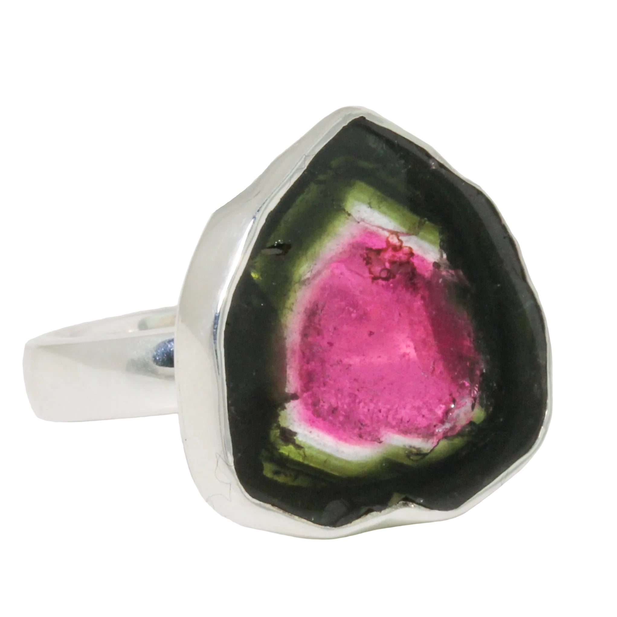 Watermelon Tourmaline Slice Ring-Chemistry Jewelry
