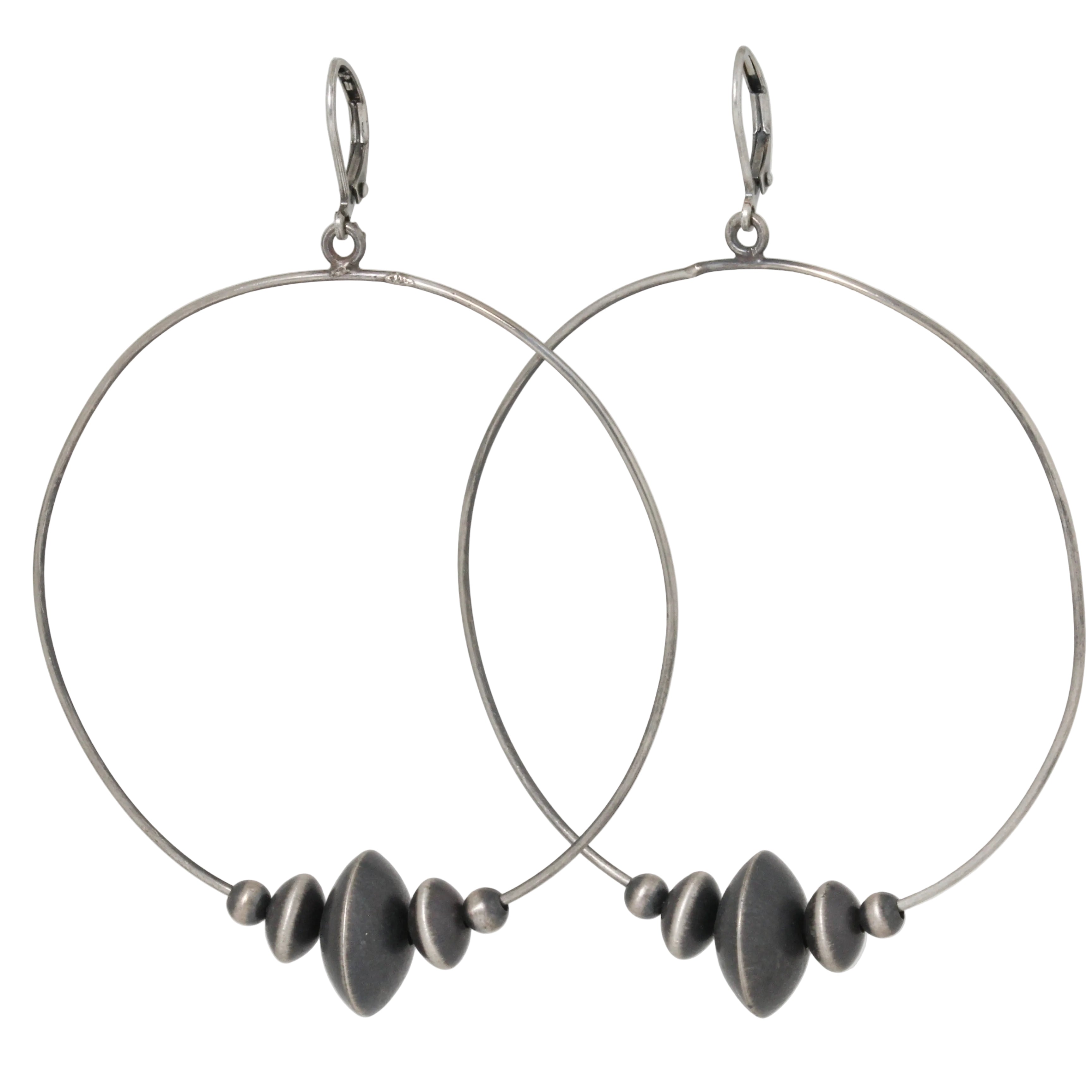 X-Large Saucer Navajo Pearl Hoop Earrings-Southwest