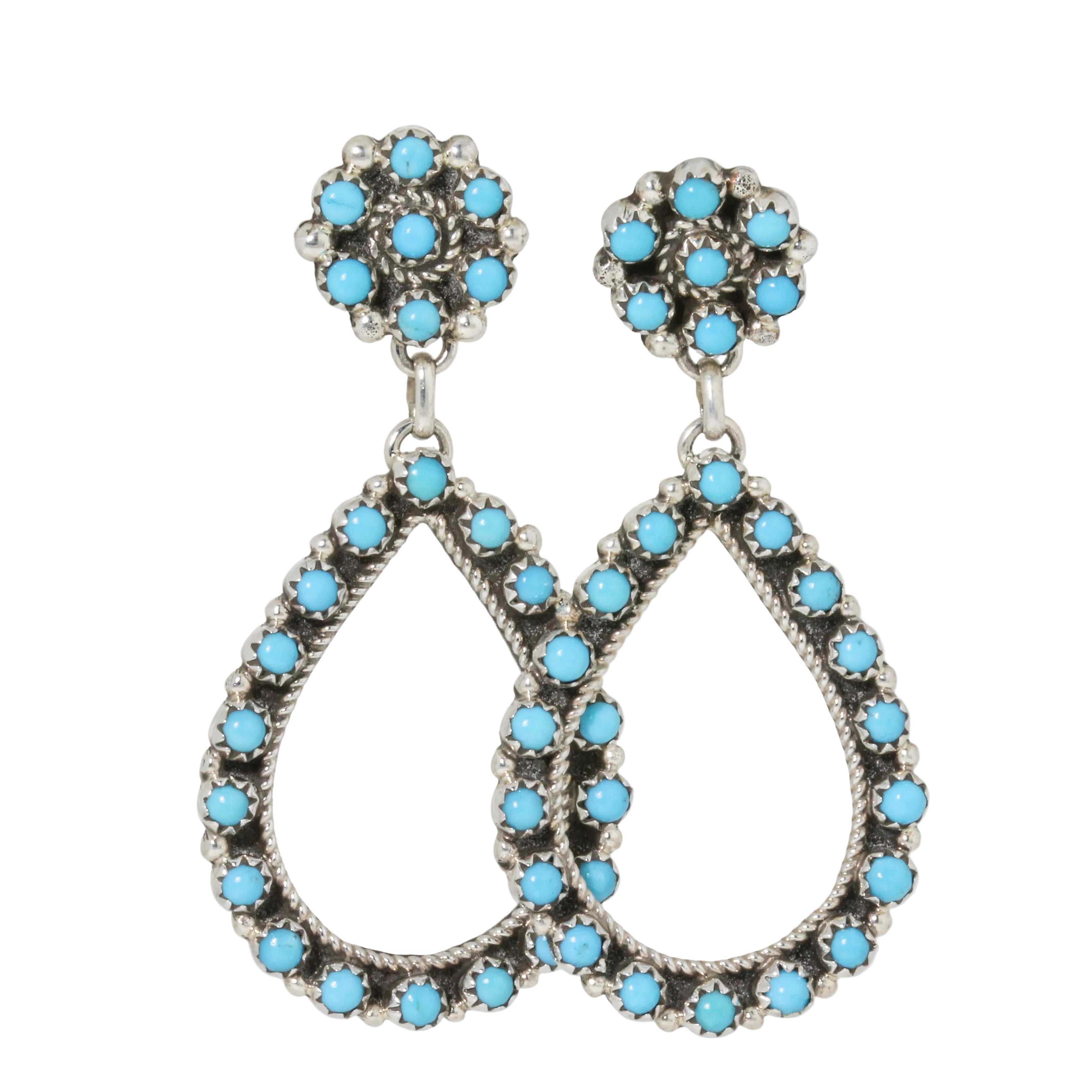 Zuni Turquoise Teardrop Earrings-Southwest