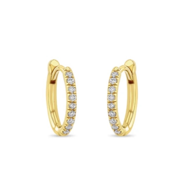 10.5mm Hinged Pave Huggie Hoops