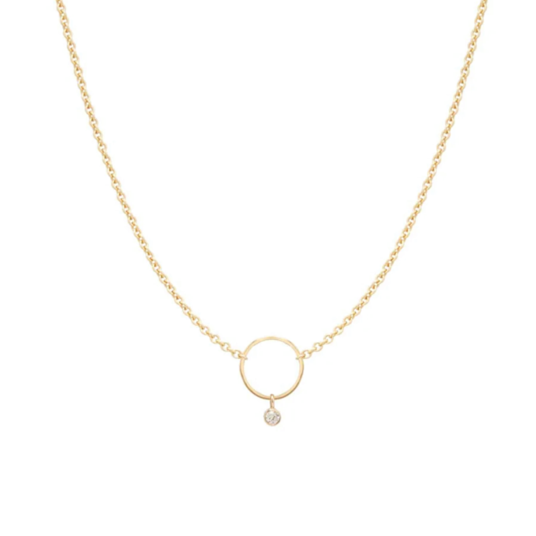 Tiny Circle w. Diamond Necklace