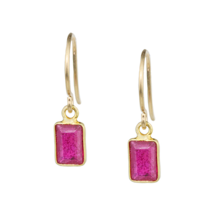 Emerald Cut Ruby Earrings