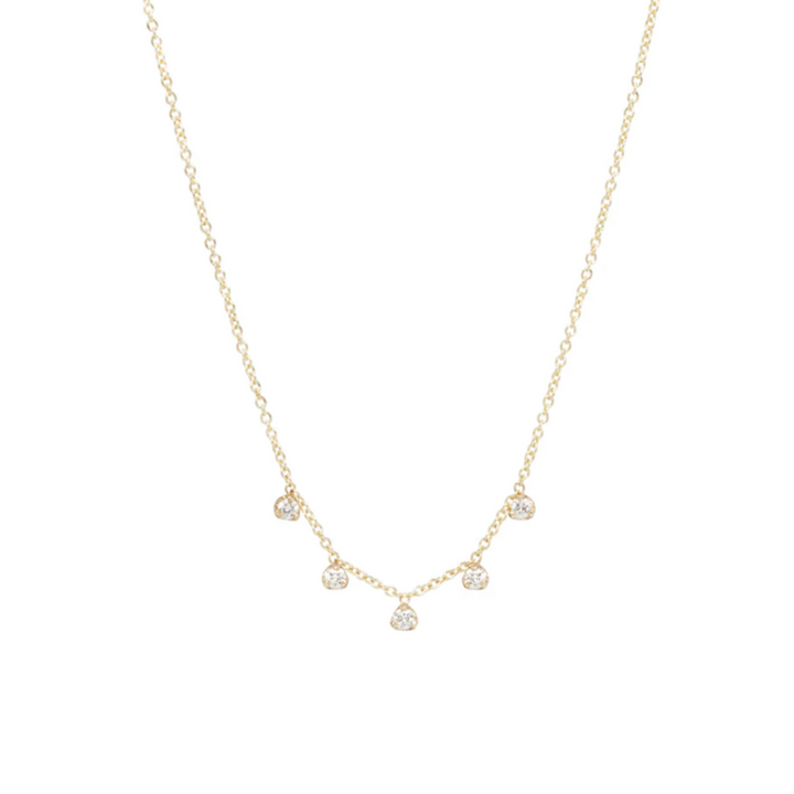 Five Dangling Prong Diamonds Necklace