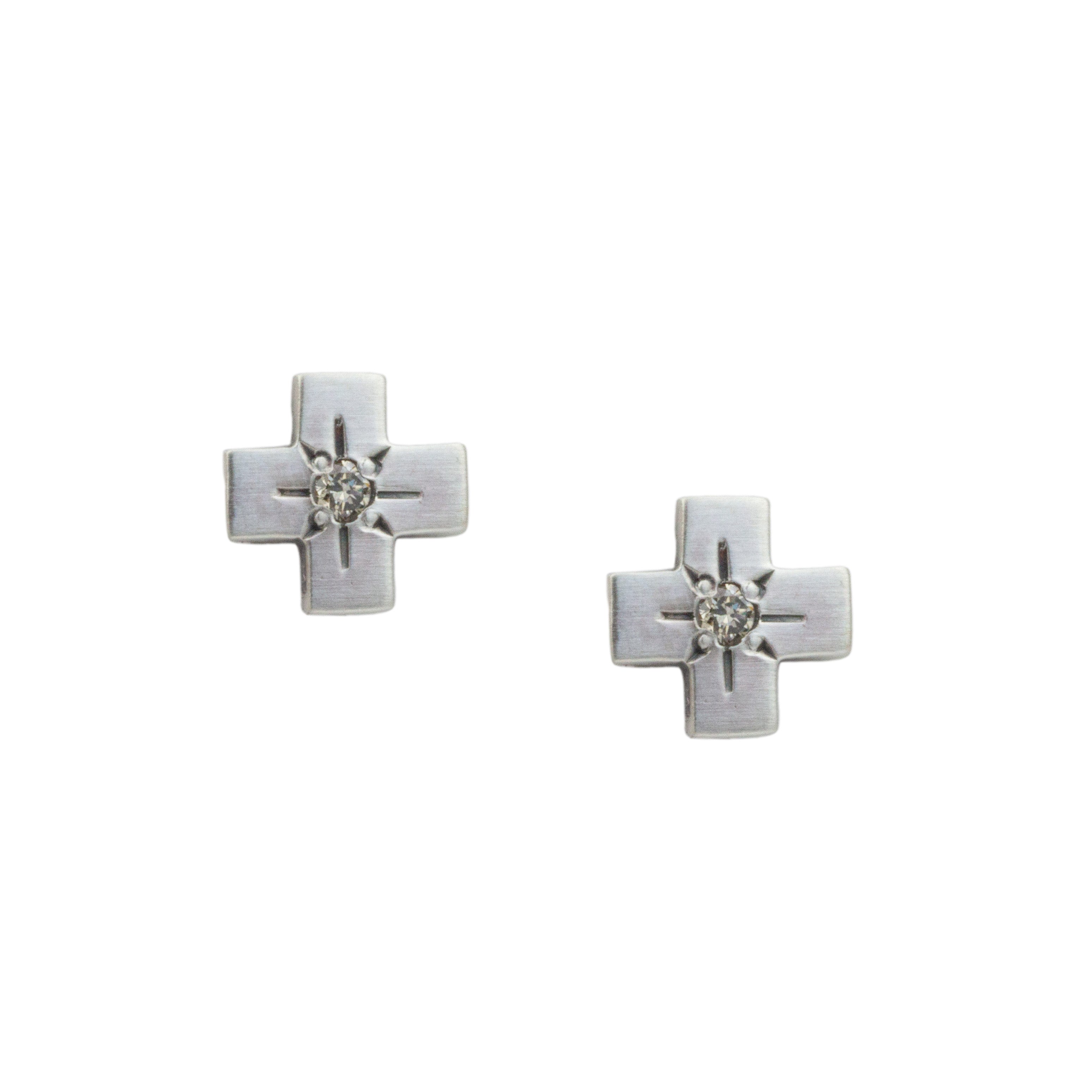 Diamond Cross Stud Earrings