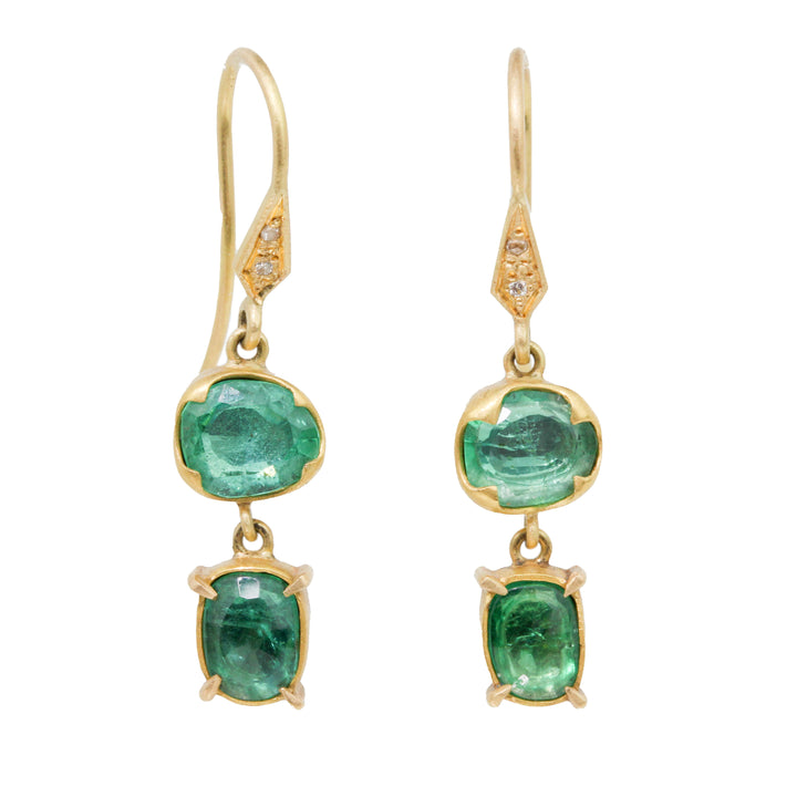 Emerald Double Drop Earrings