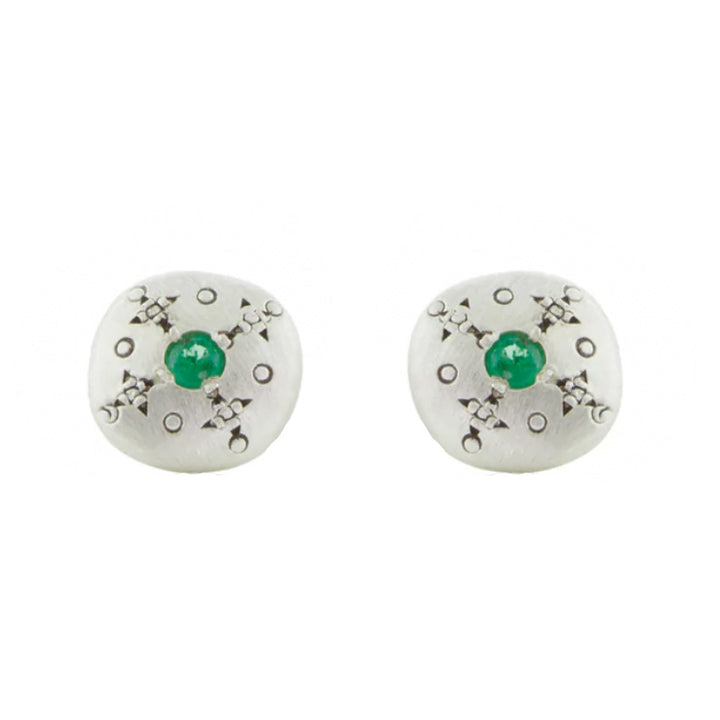 Silver Lights Emerald Stud Earrings