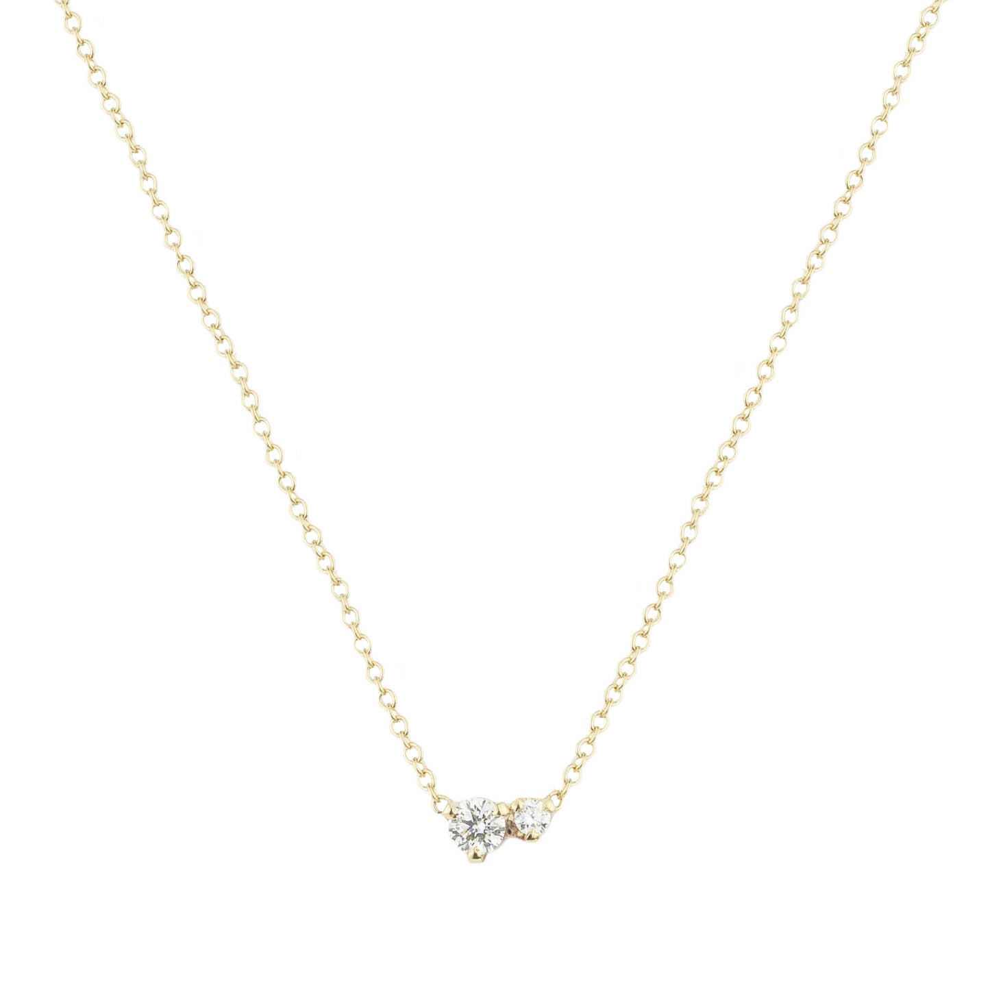 Double Diamond Prong Necklace