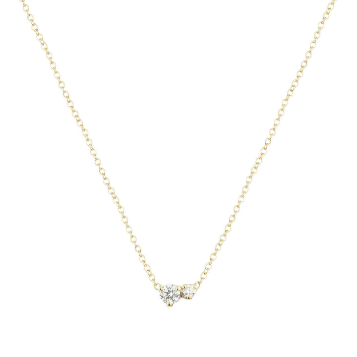 Double Diamond Prong Necklace