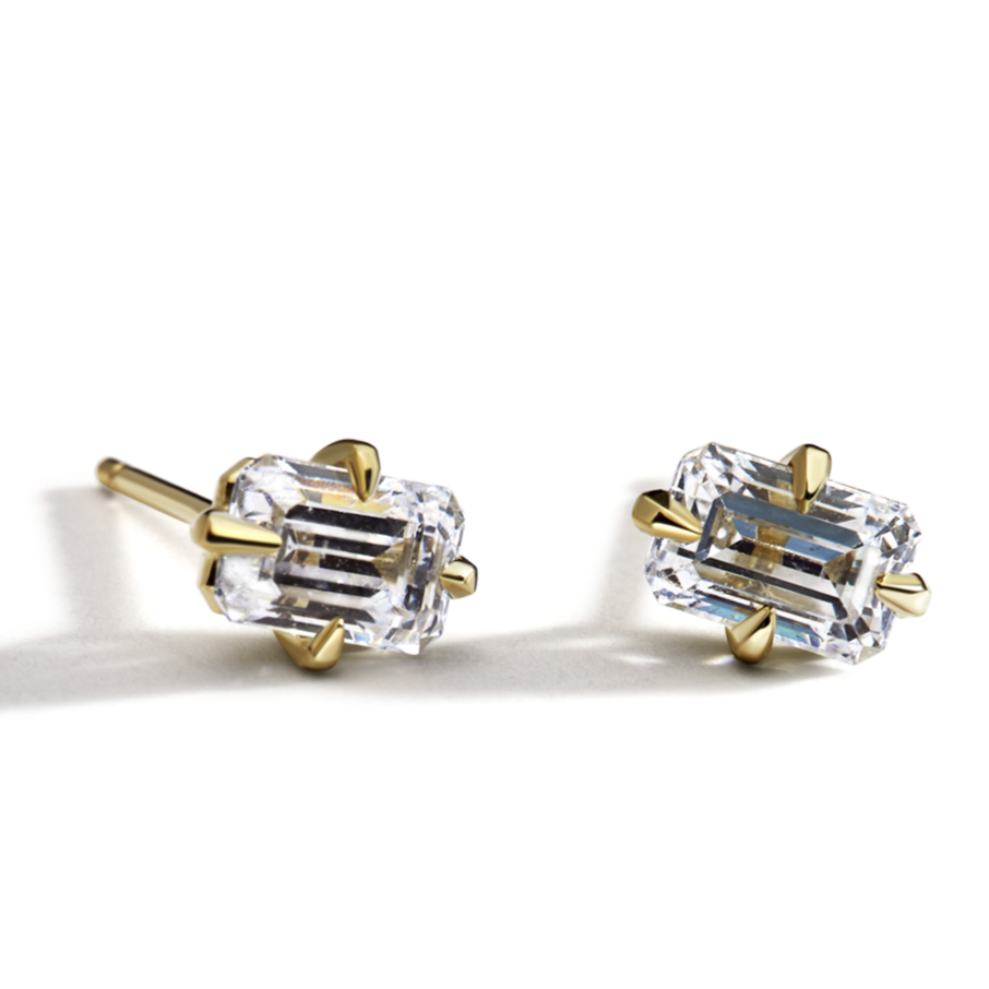 14K Yellow Gold Emerald Studs