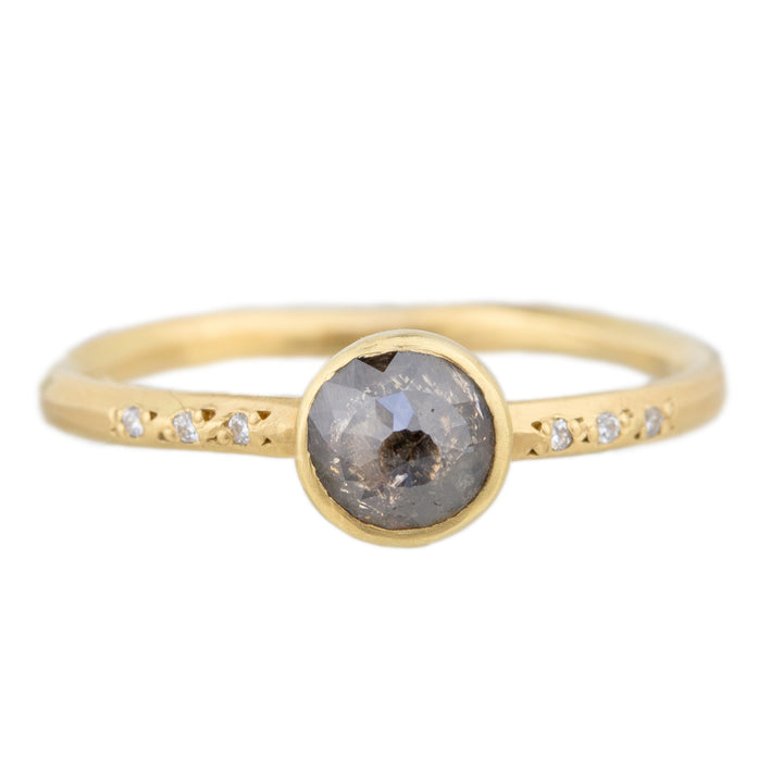 Chloe Round Salt & Pepper Diamond Ring