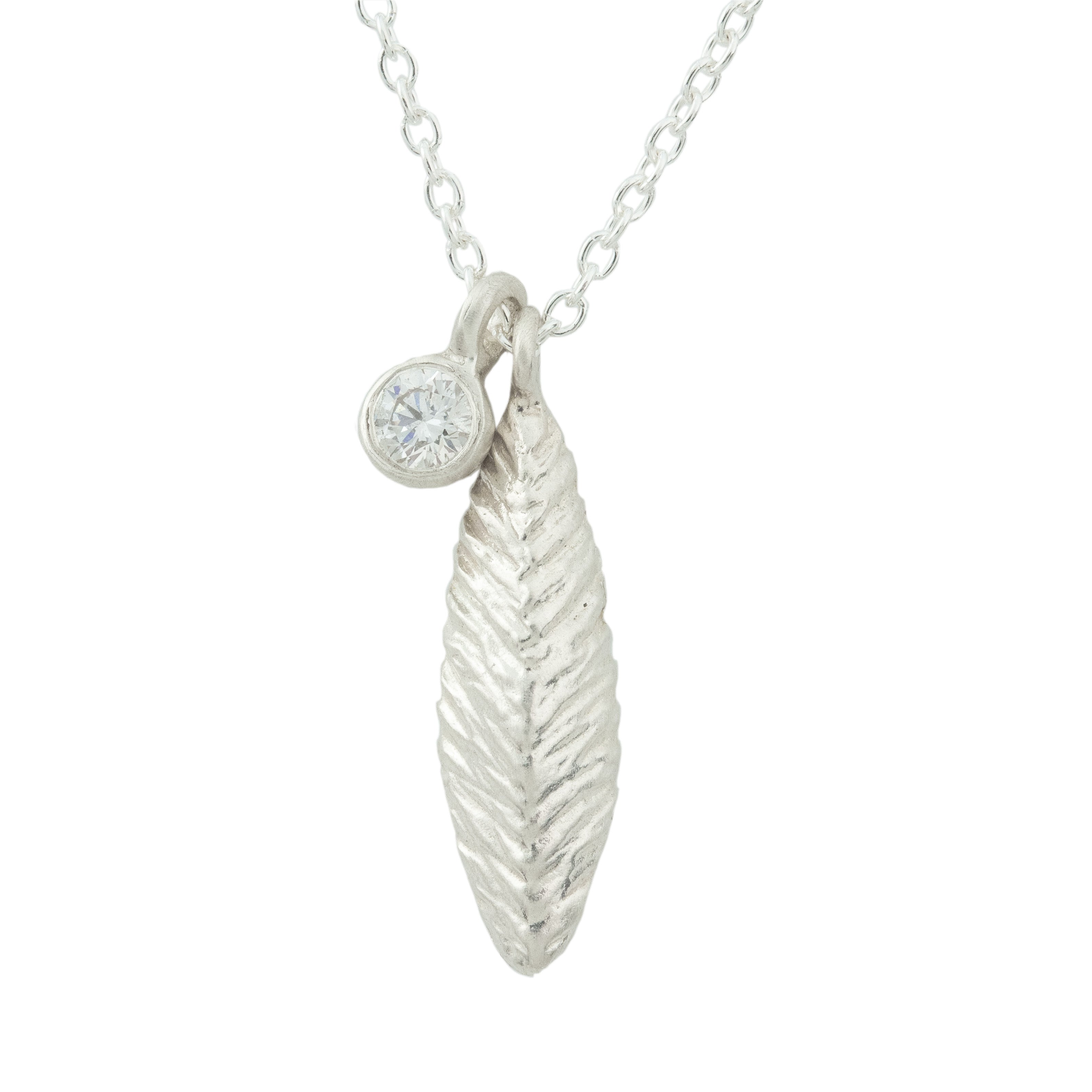 Leaf and Diamond Charm Necklace