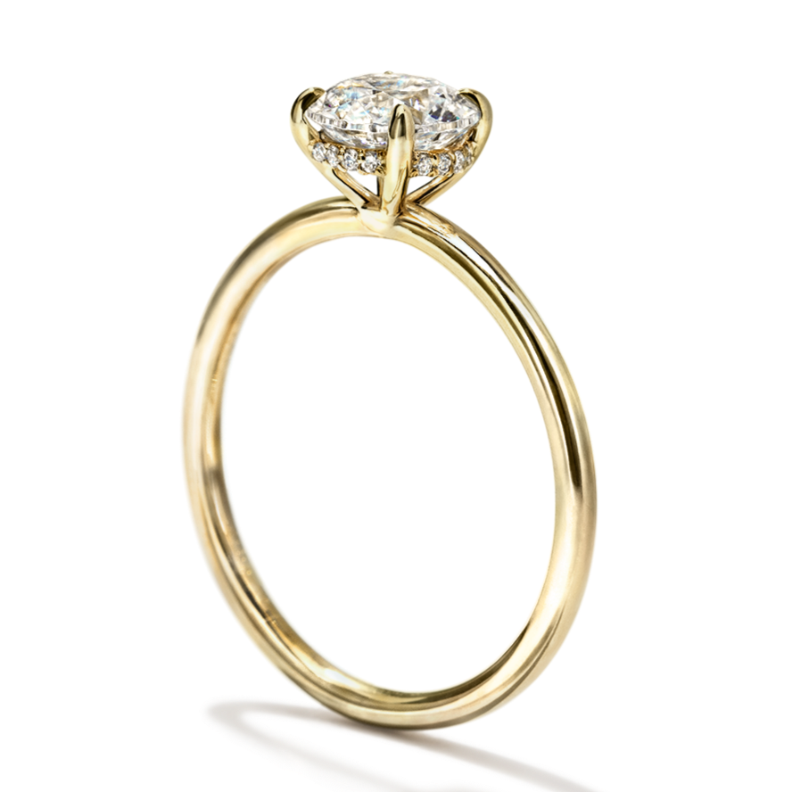 ILA 18K Yellow Gold Round Hidden Halo Pave Engagement Ring