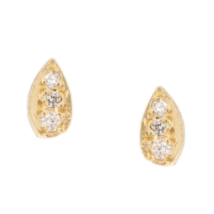 Large Pave Leaf Stud Earrings