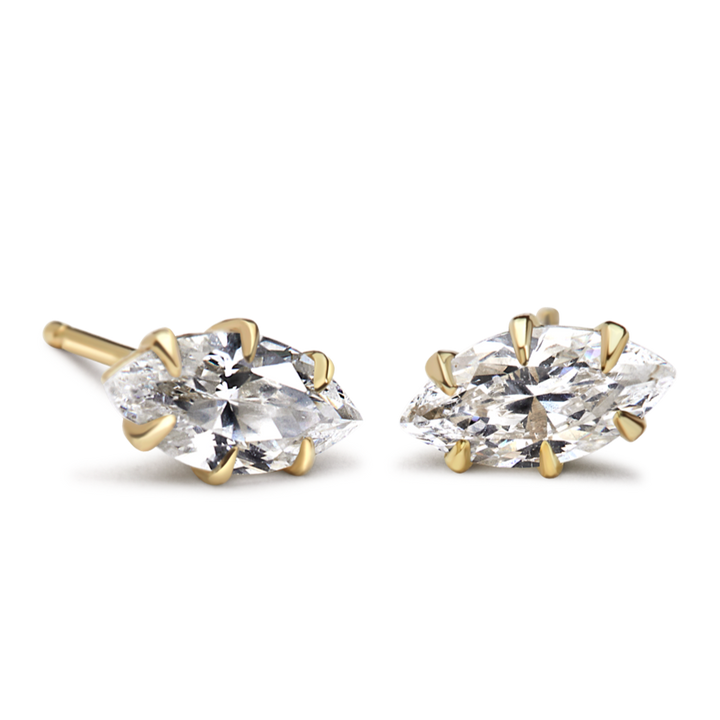 14K Yellow Gold Marquise Studs