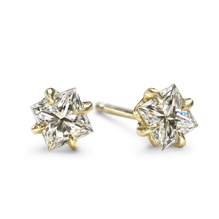 14K Yellow Gold Princess Studs