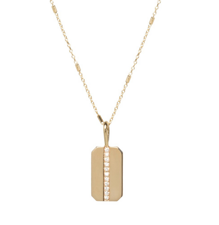 Pave Diamond Dog Tag Necklace