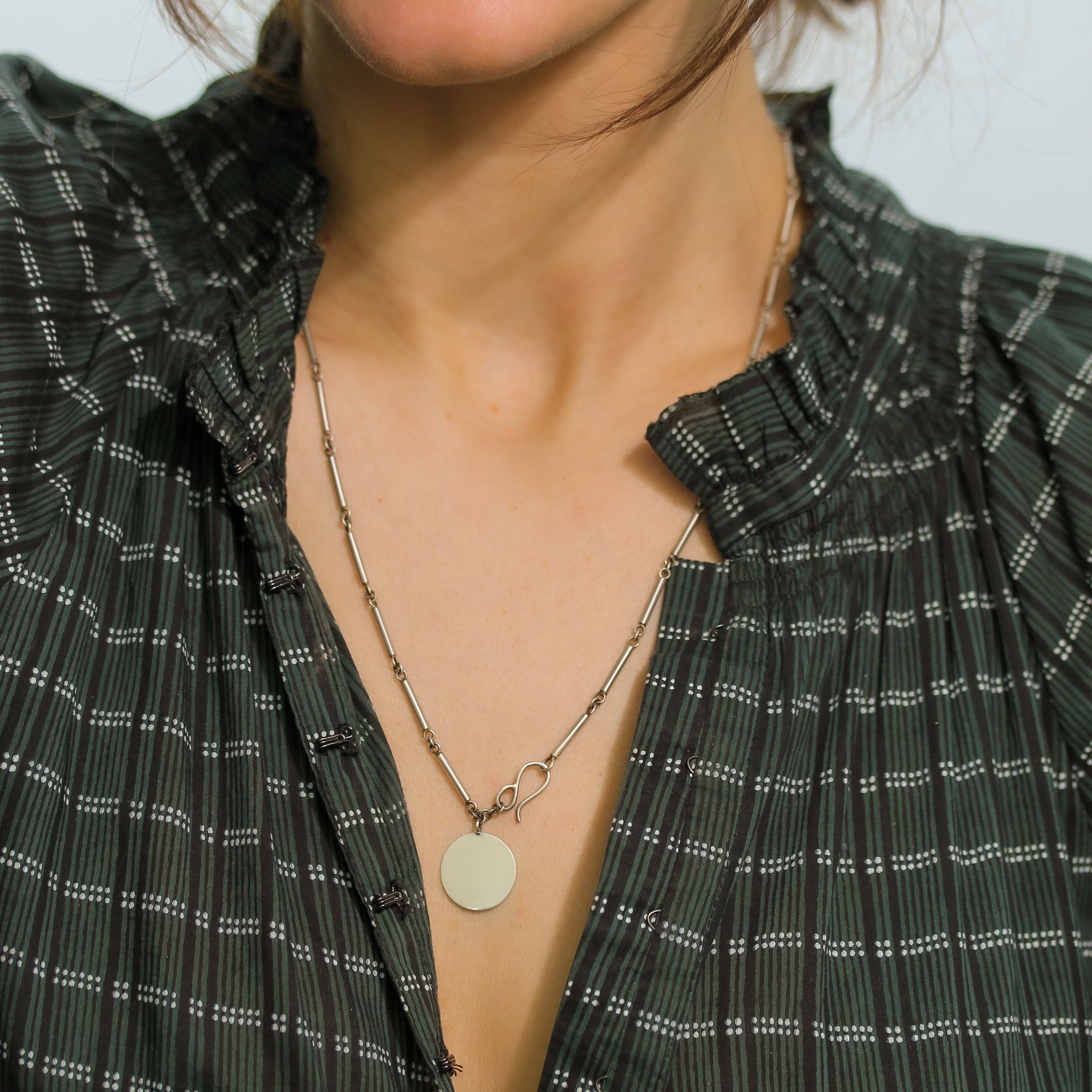 Bar Chain with Disc Necklace-Jane Diaz