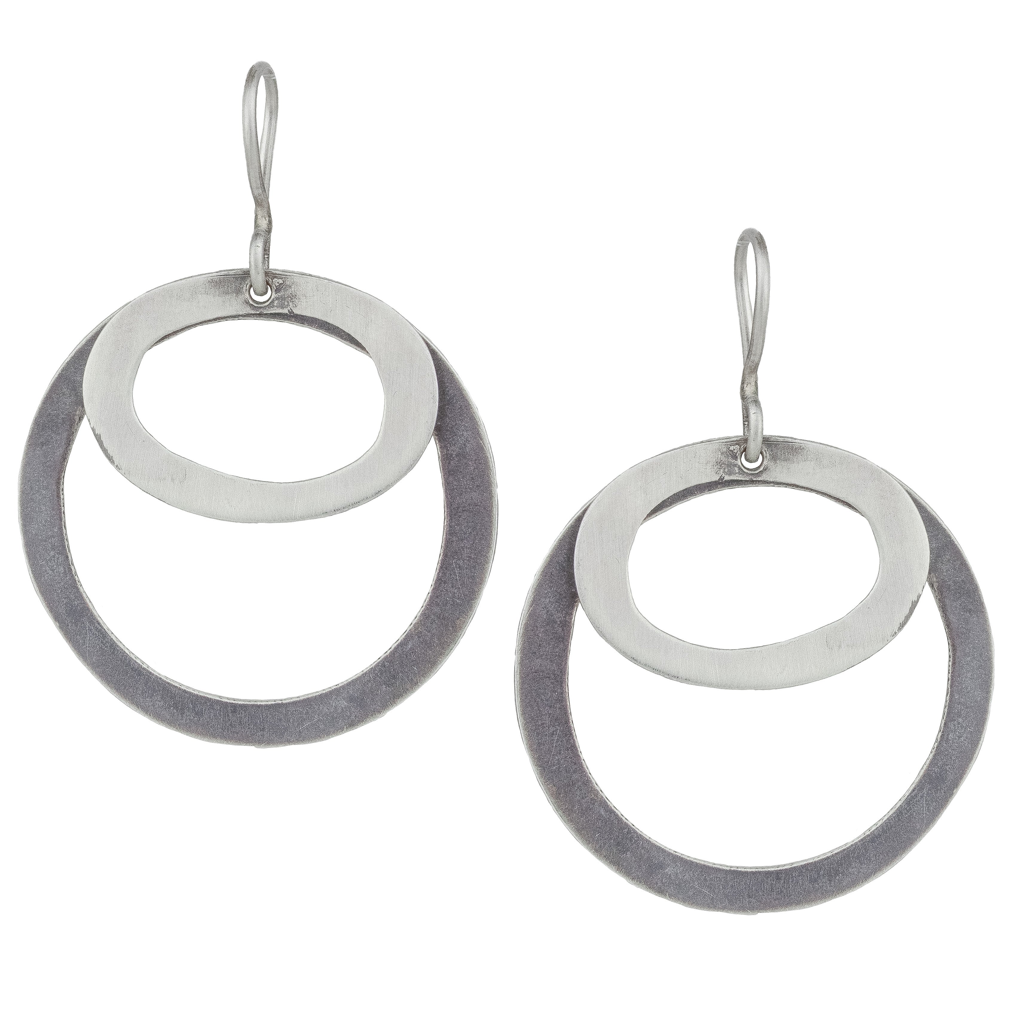Double Organic Circle Earrings-Jane Diaz