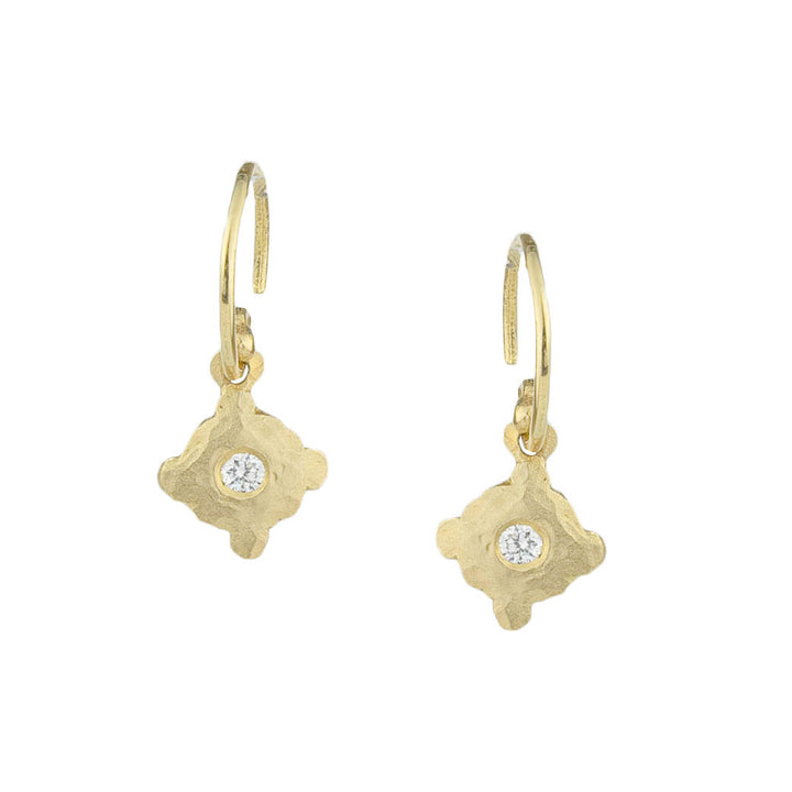 Hammered 4-Point Diamond Earrings