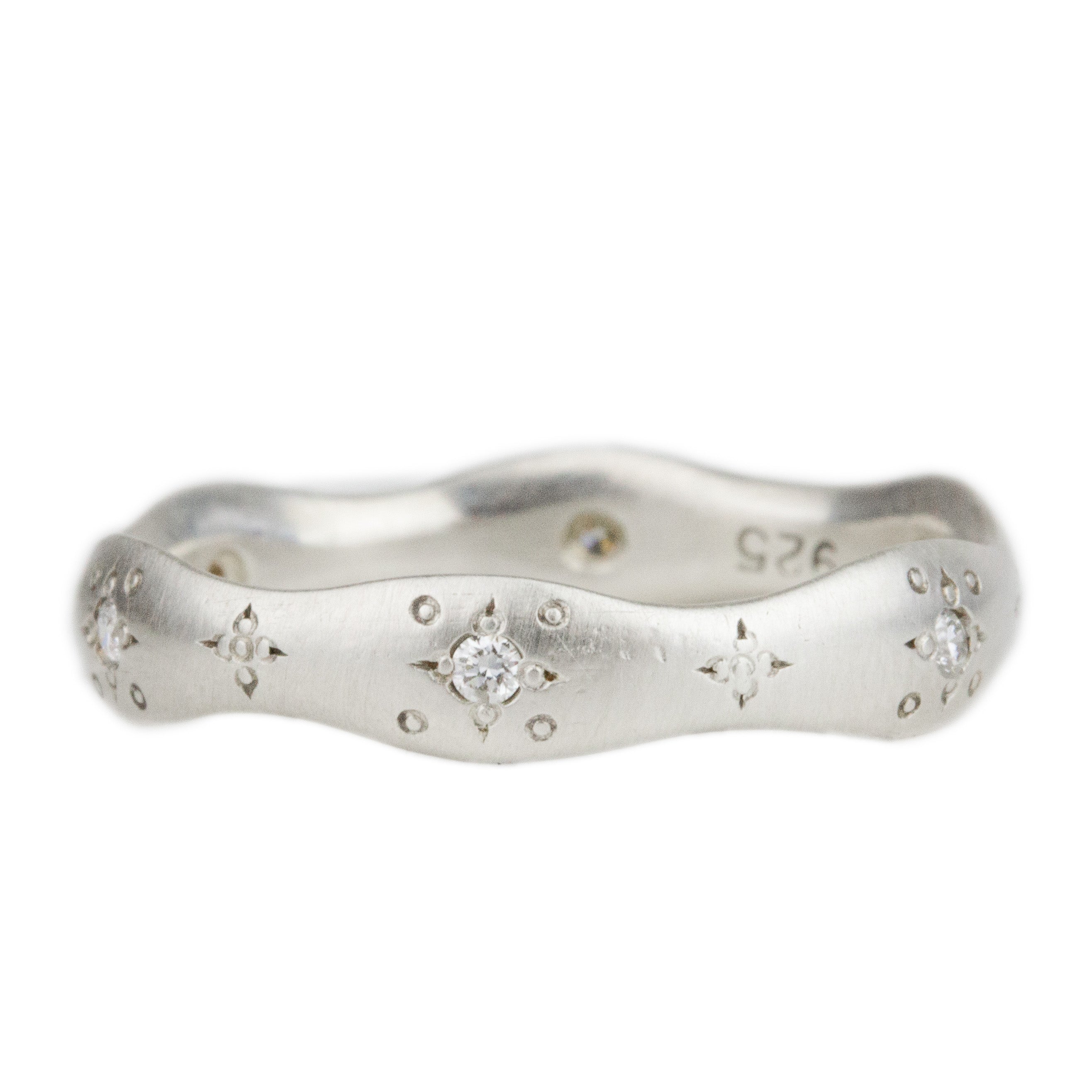 Etched Wavy Diamond Band-Adel Chefridi