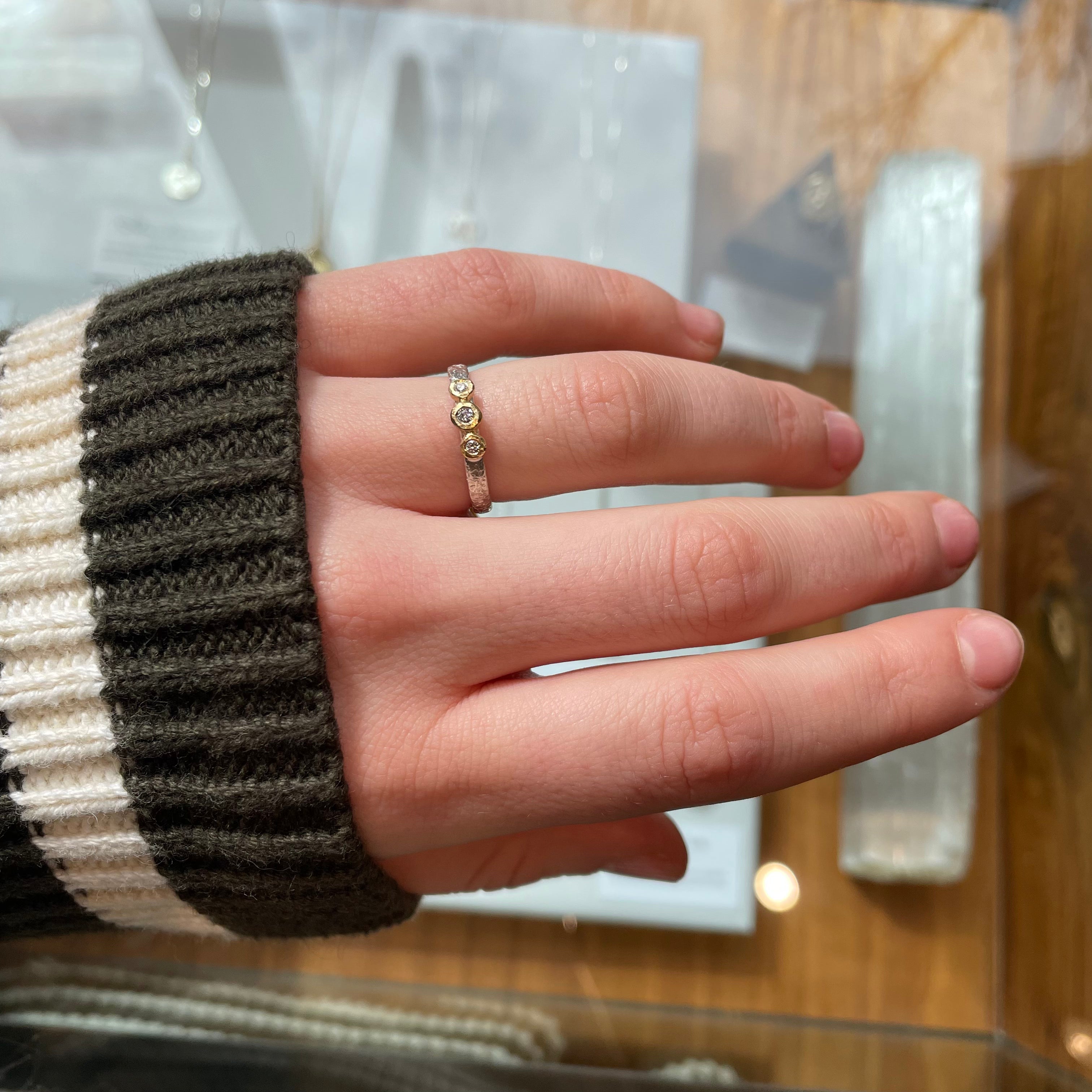 Three Bezel Diamond Ring