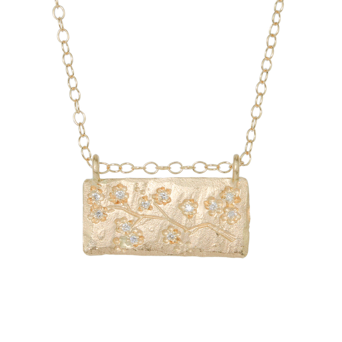 Rectangle Cherry Blossom Tag Necklace-Victoria Cunningham