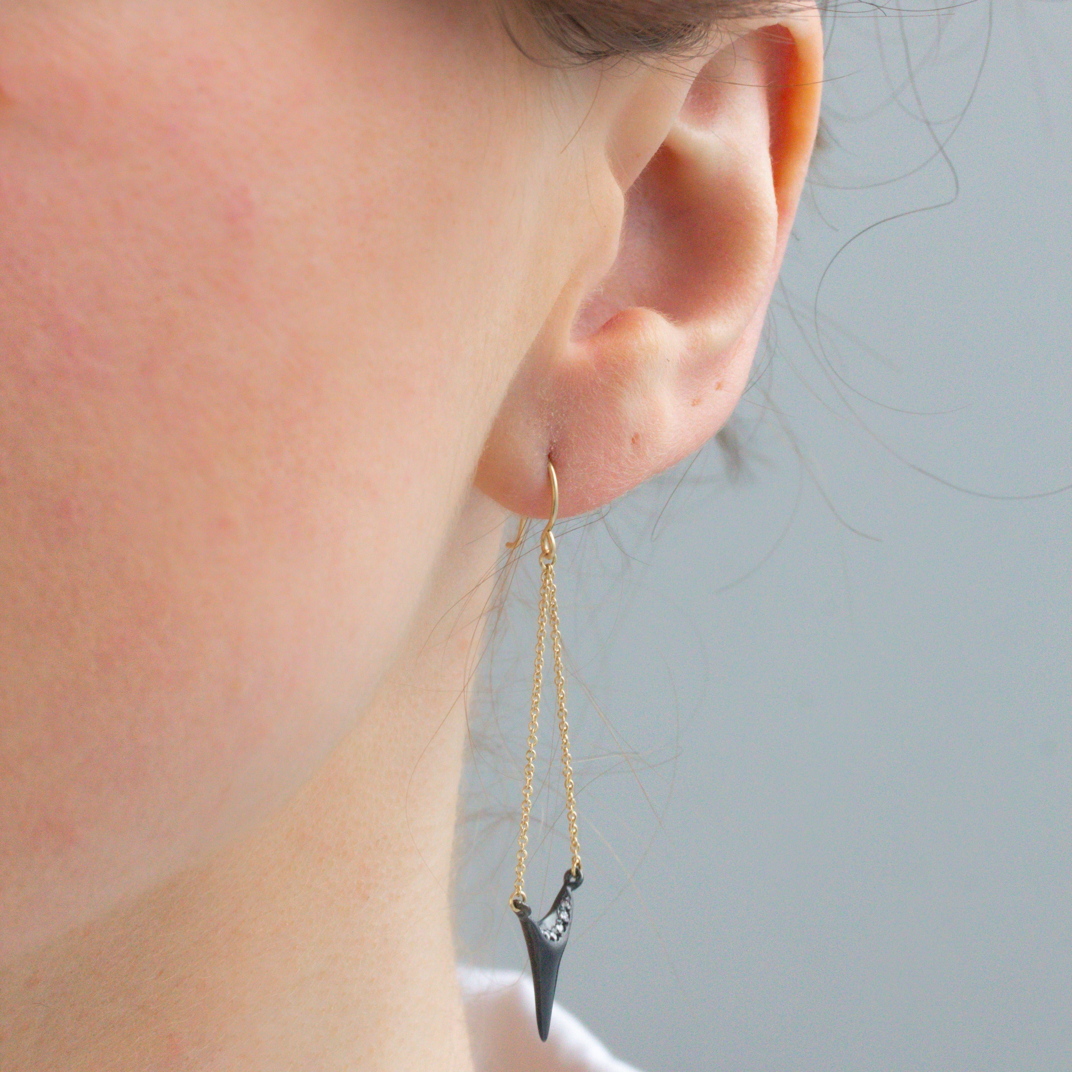 Sharks Tooth on Chain Earrings-Branch