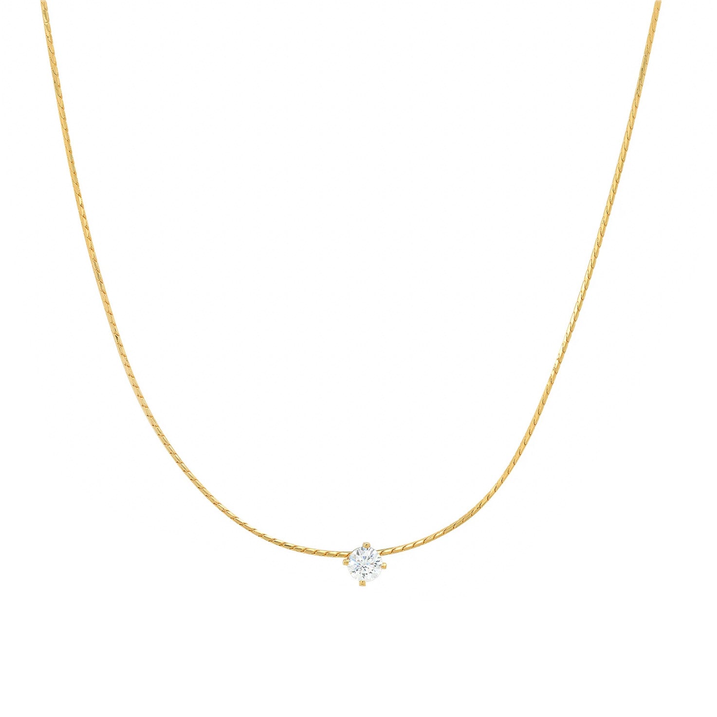 Simple CZ Necklace in Gold-TAI