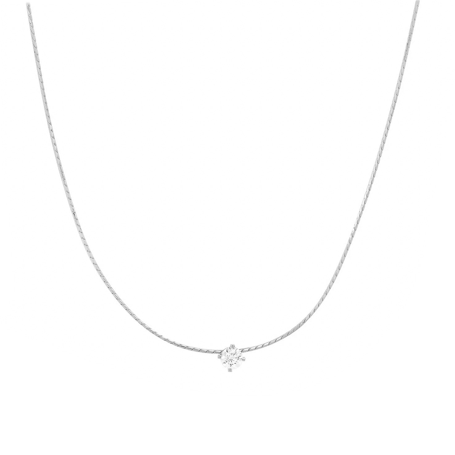 Simple CZ Necklace in Silver-TAI