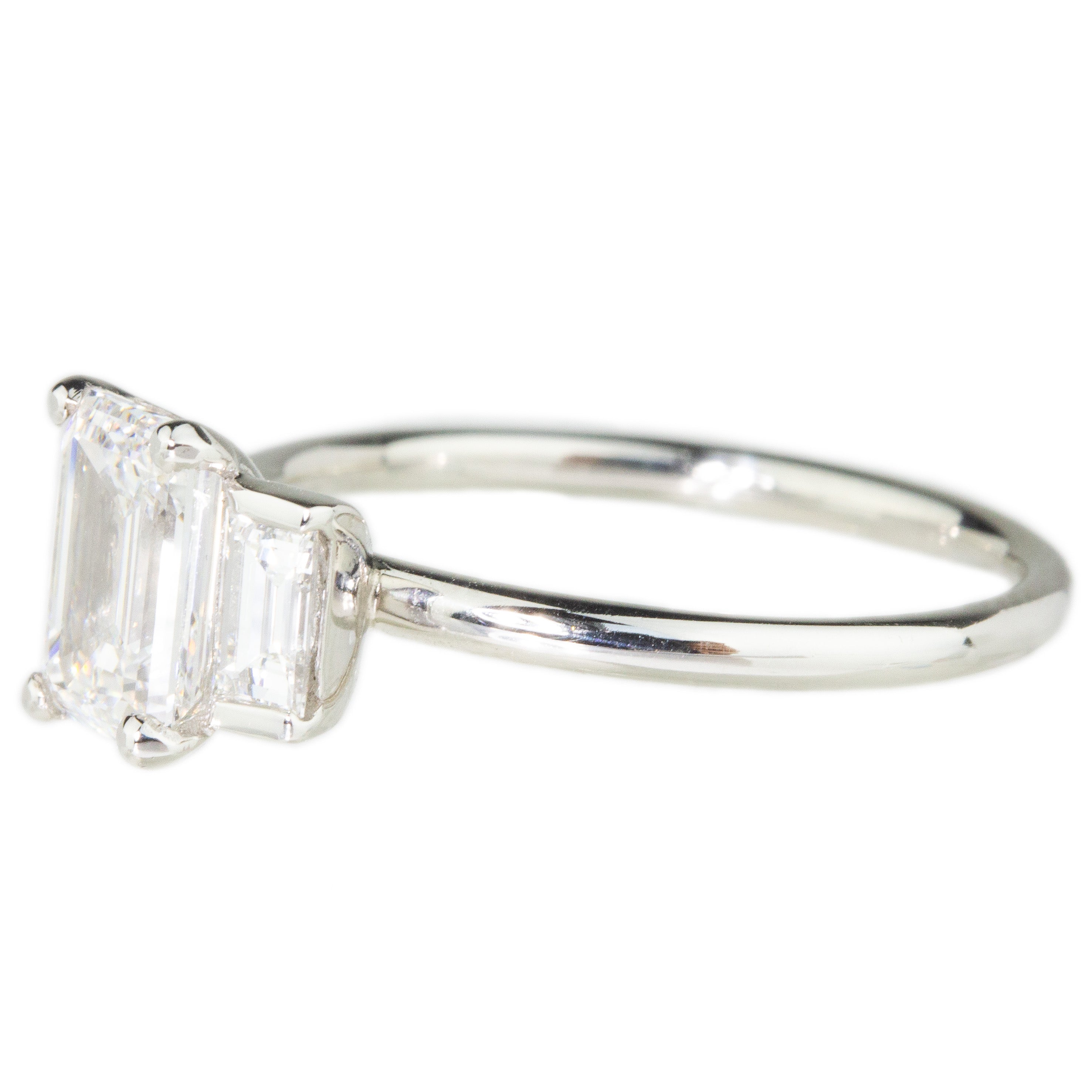 Trinity Emerald + Baguette Diamond Ring-Anne Sportun